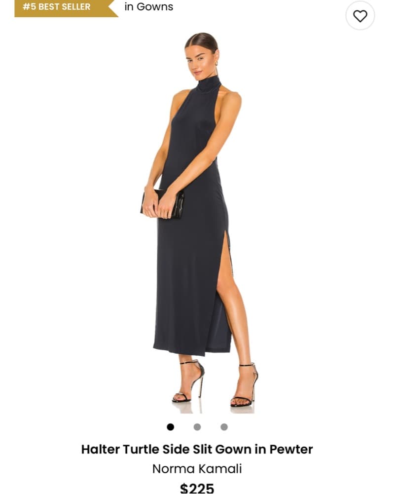 Halter Turtle Side Slit Gown in Black - Image 1