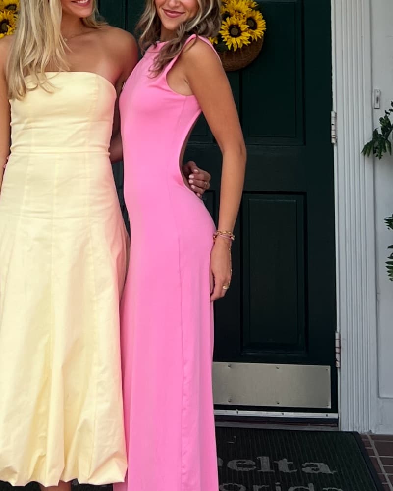 Pink Backless Maxi Dress - Image 1