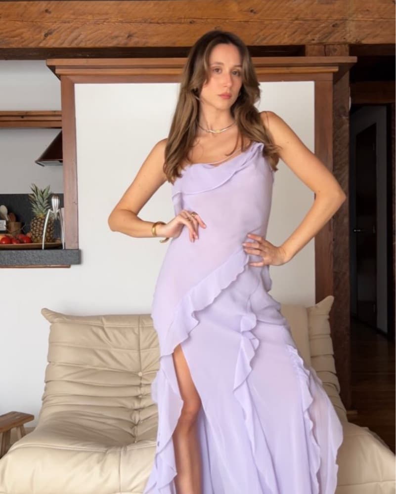 Mango Purple Ruffle Sheer Maxi Dress - Image 2