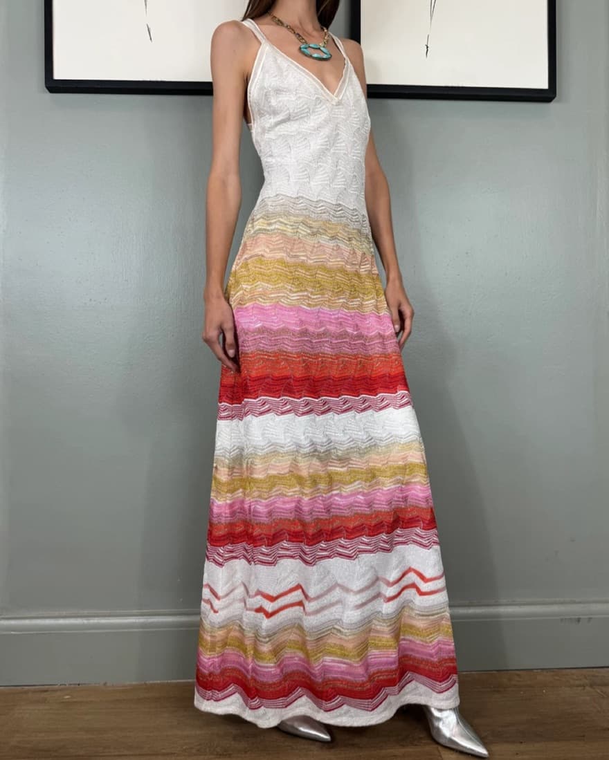 Missoni - White and Pink Stripe Dress - Image 1