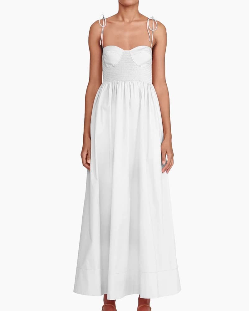 STAUD White Bustier Maxi Dress - Image 4