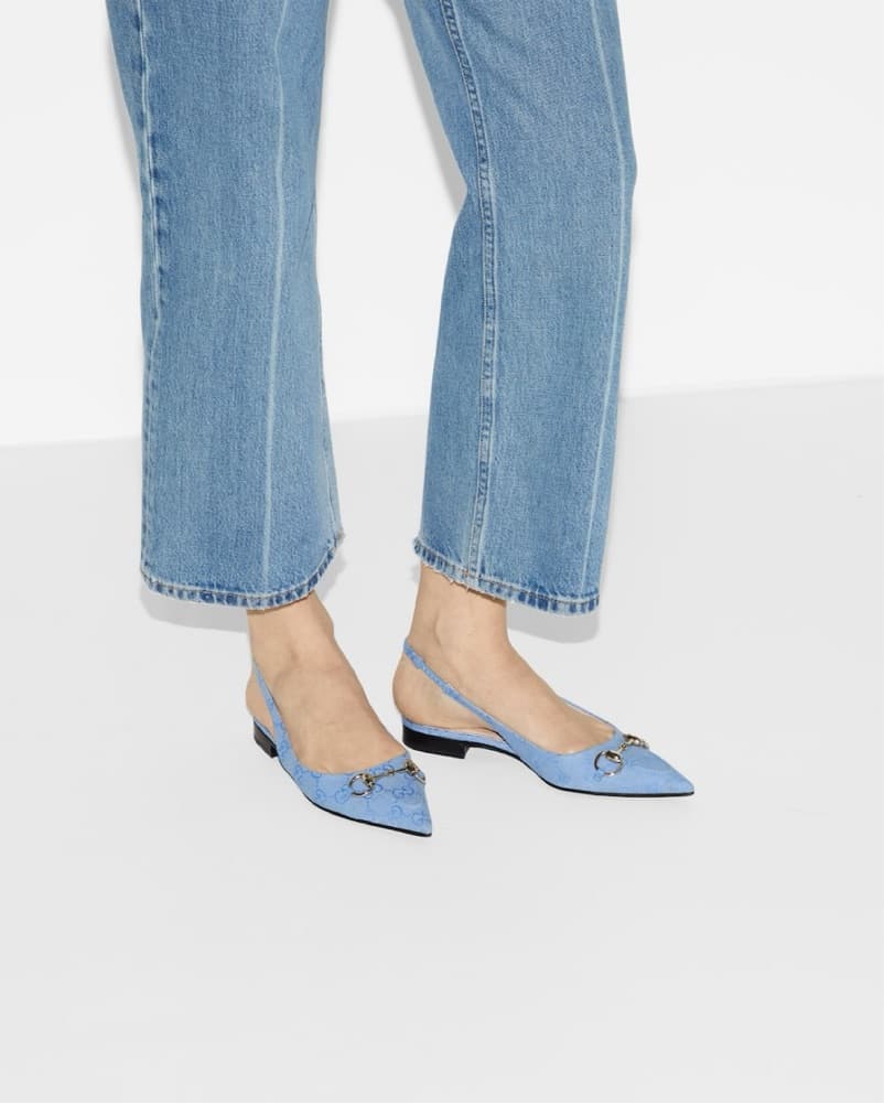 Gucci Blue Slingback Flats - Image 1
