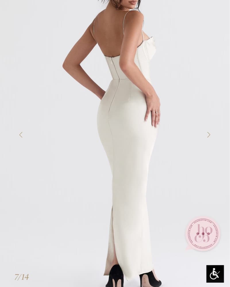 House of CB Charmaine White Satin Gown - Image 4