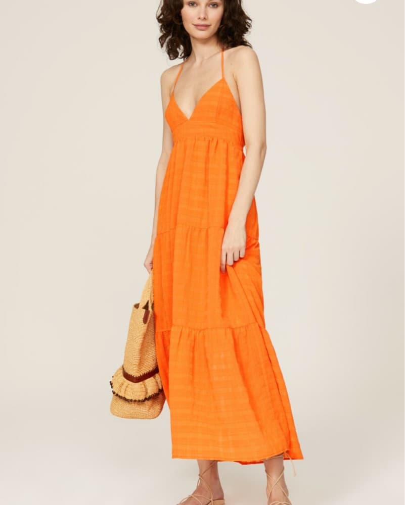 Slate & Willow Orange Midi Dress - Image 1