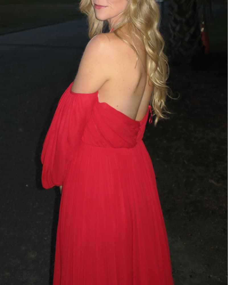 Giambattista Valli Red Chiffon Gown - Image 5