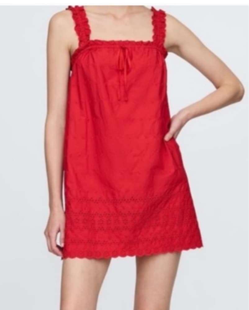 Red Eyelet Shift Dress - Gap x Doen - Image 3