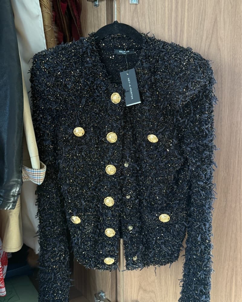 Balmain Metallic Bouclé-Tweed Jacket - Image 3