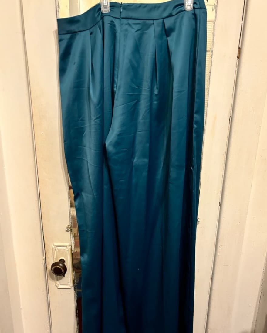 Elegant Teal Satin Two Piece Set - Image 4