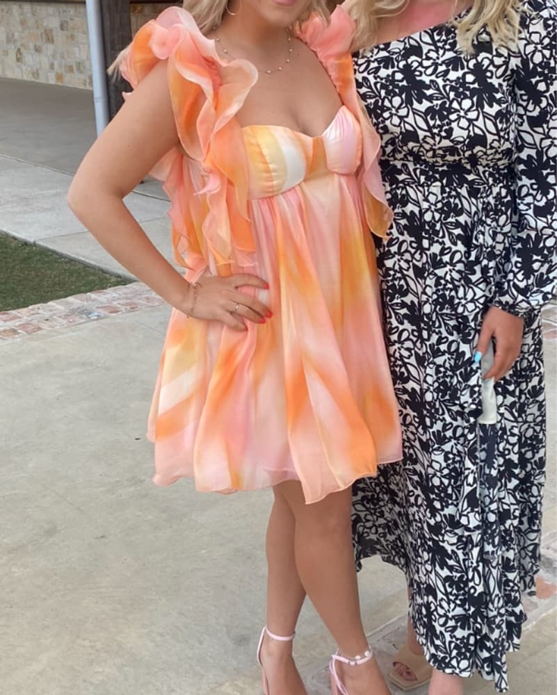 Stunning Ruffled Chiffon Dress - Image 2