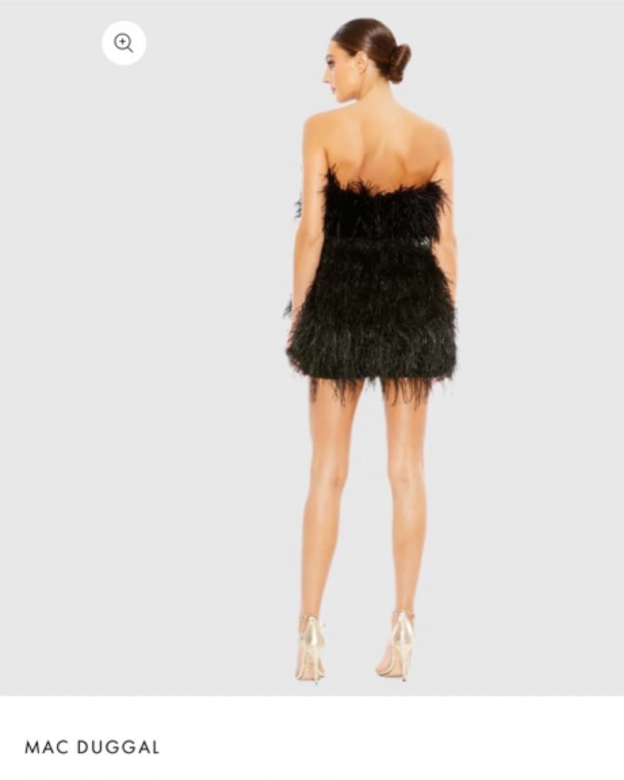 Feathery Black Cocktail Dress - Image 2