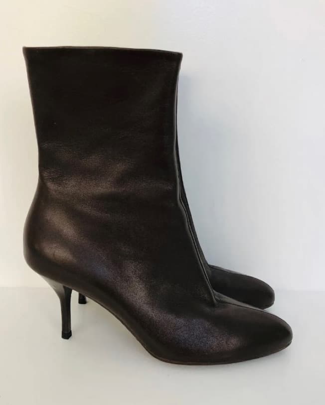GUCCI size 37 brown leather heeled BOOTS - Image 5