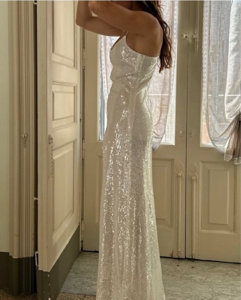 12th Tribe White/Ivory Sequin Maxi Dress - Image 1