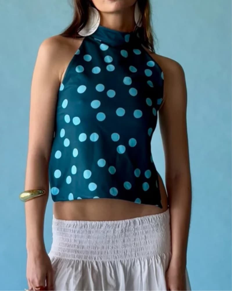 Susmies Reversible Polka Dot Halter Top - Image 1