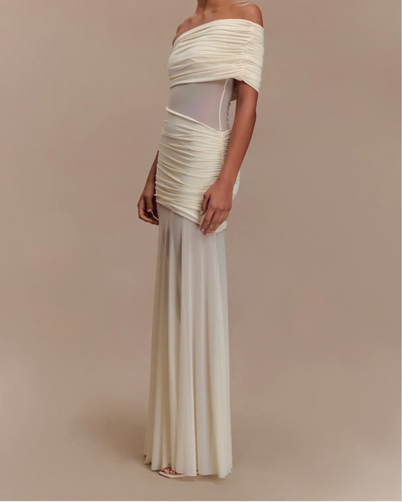 Meshki Dallas One Shoulder Mesh Maxi  - Image 3