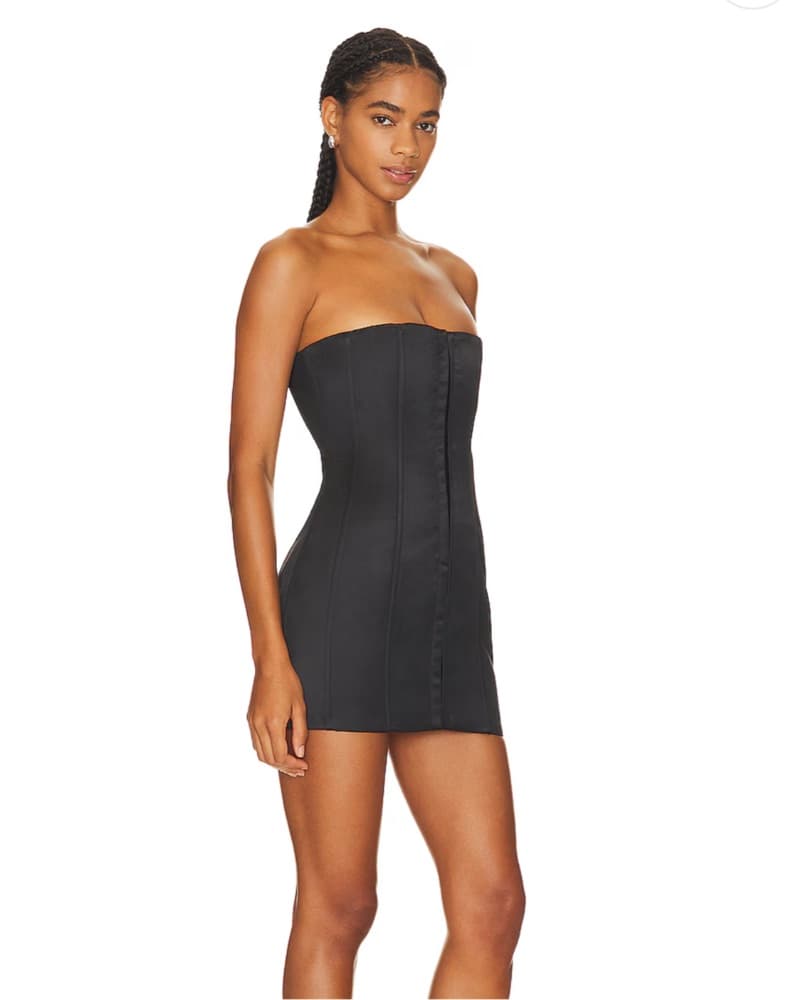 GUIZIO Satin Corset Dress in Black - Image 2