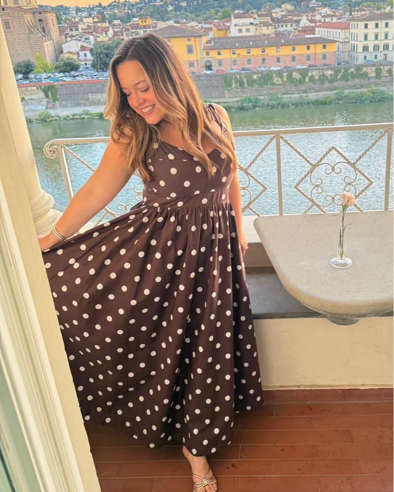 Polka Dot Brown And White Dress - Image 1