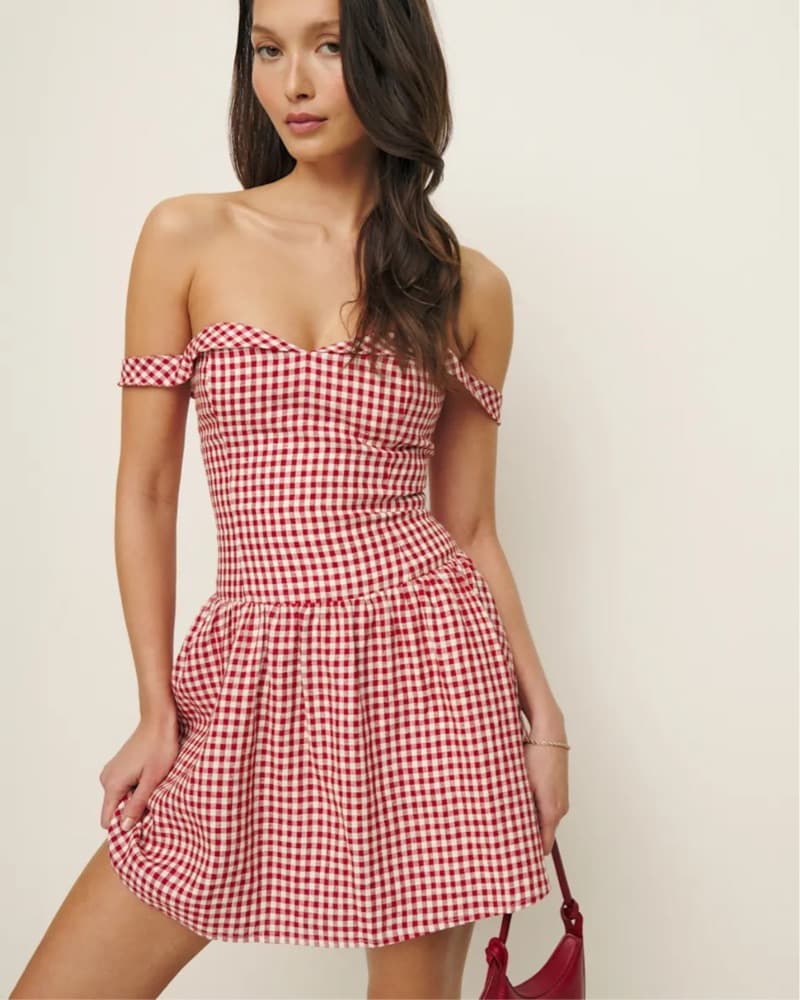 Reformation Red Checkered Dress - Image 4