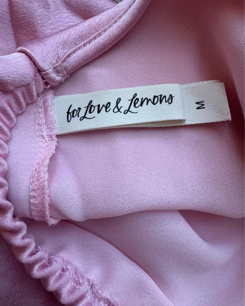 For Love & Lemons Pink Satin Slip Dress - Image 6