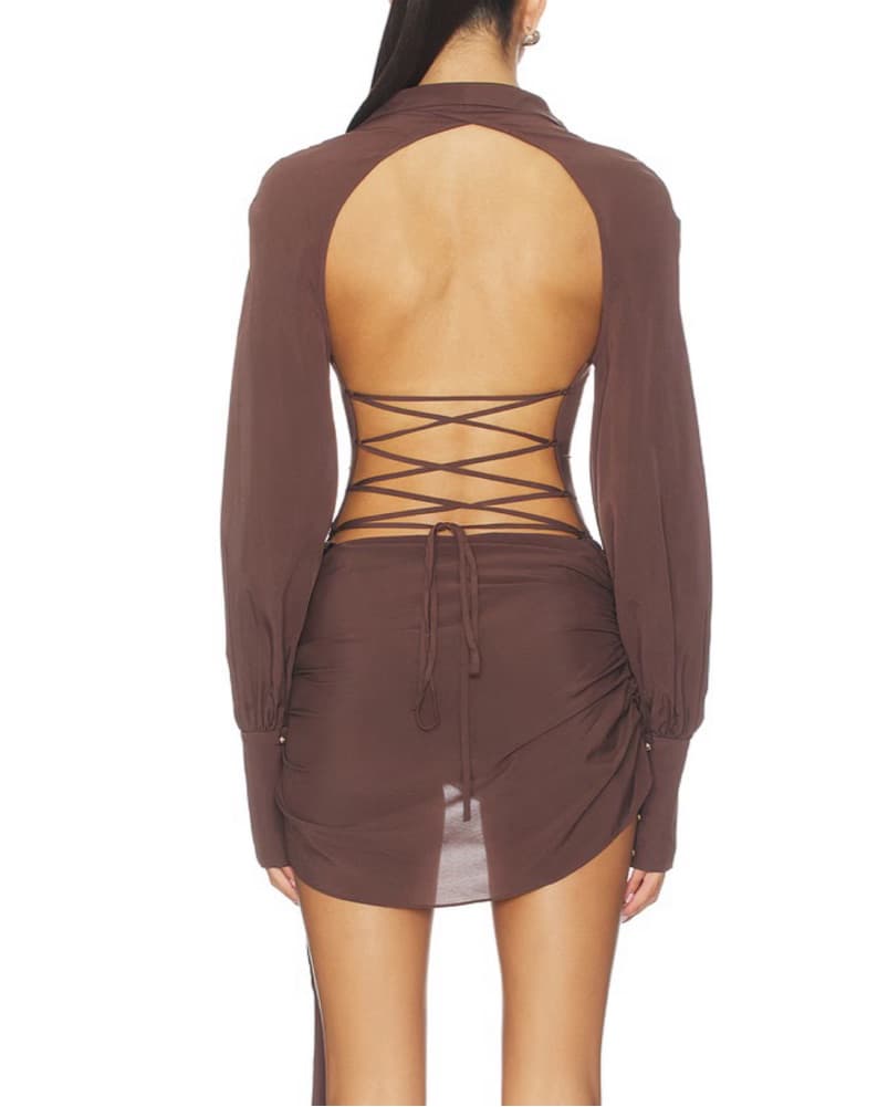 KIM SHUI JEANIE DRESS/BODYSUIT IN BROWN - Image 2
