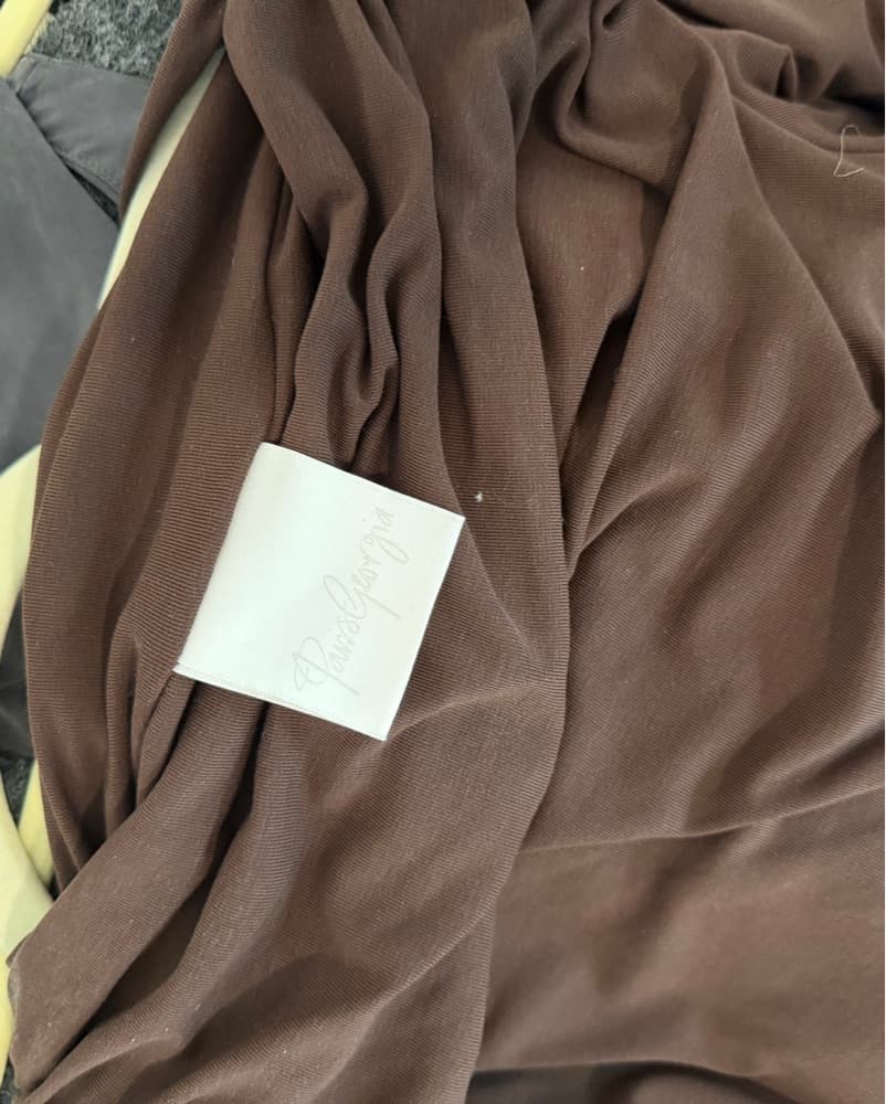 Elegant Draping Brown Midi Dress - Image 2
