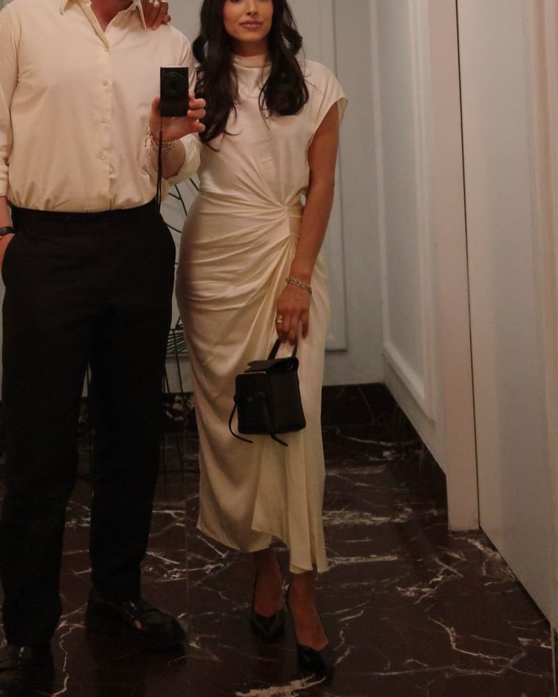 A.L.C. Alma Draped Satin Midi Dress  - Image 3