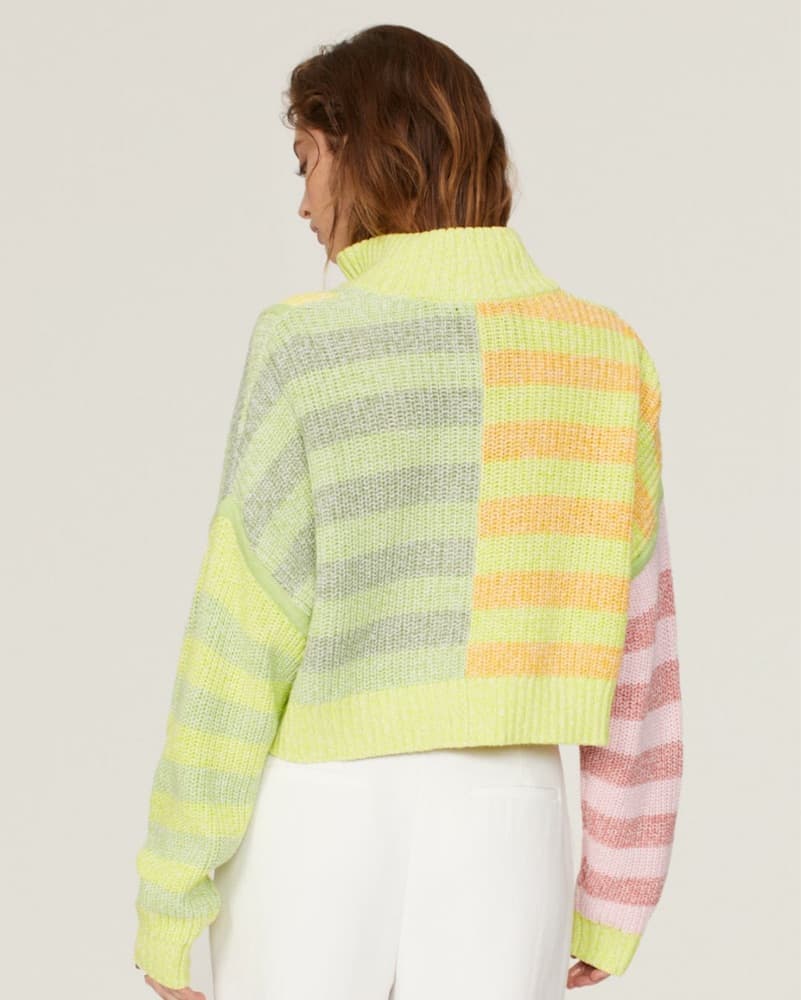 Vibrant Pastel Striped Cropped Sweater - Image 4