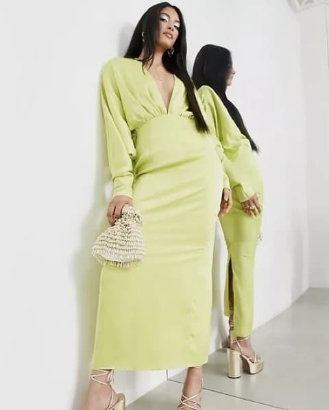 ASOS EDITION Satin Drape Batwing Dress  - Image 4