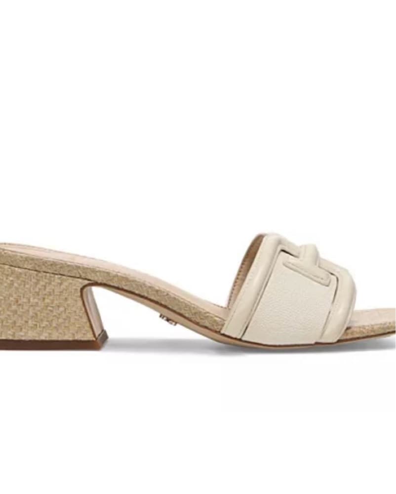 White Leather Heeled Sandals - Image 2