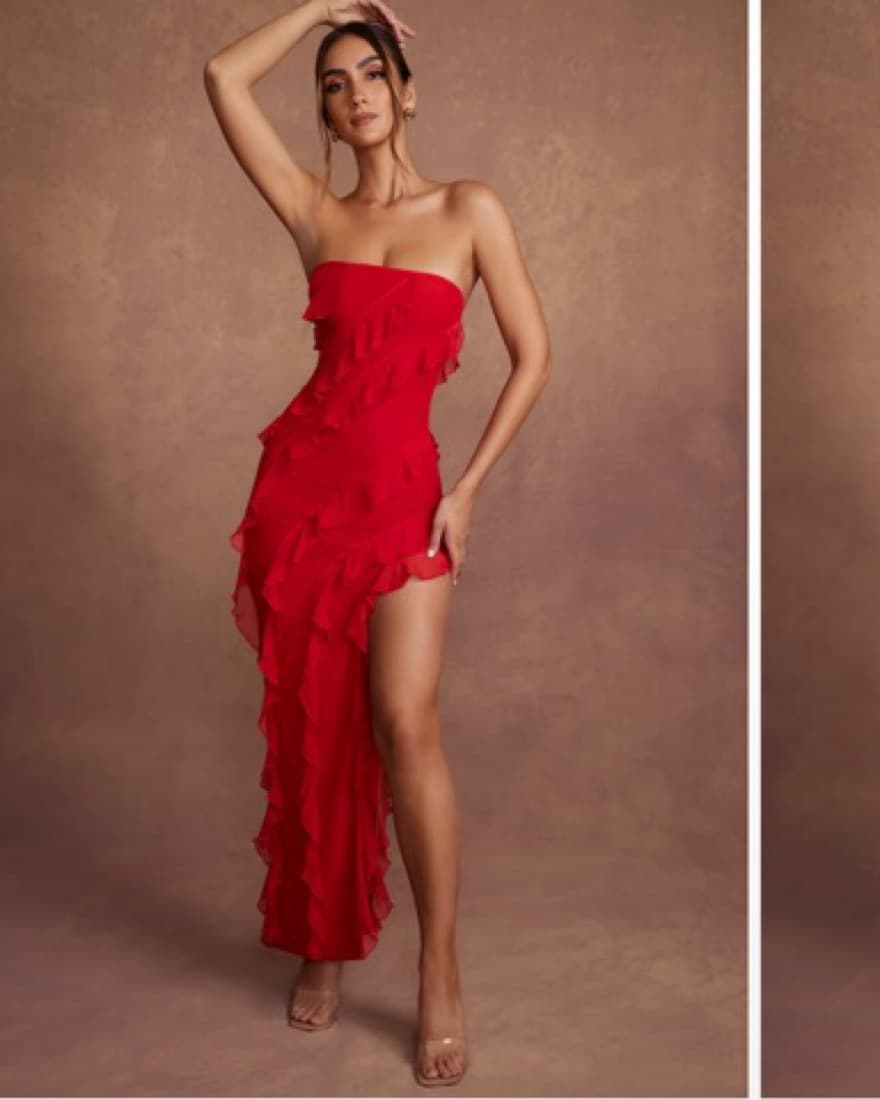 Red Ruffle Dress - Image 1