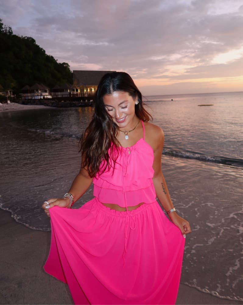 Vibrant Pink Beach Vacation Dress - Image 1