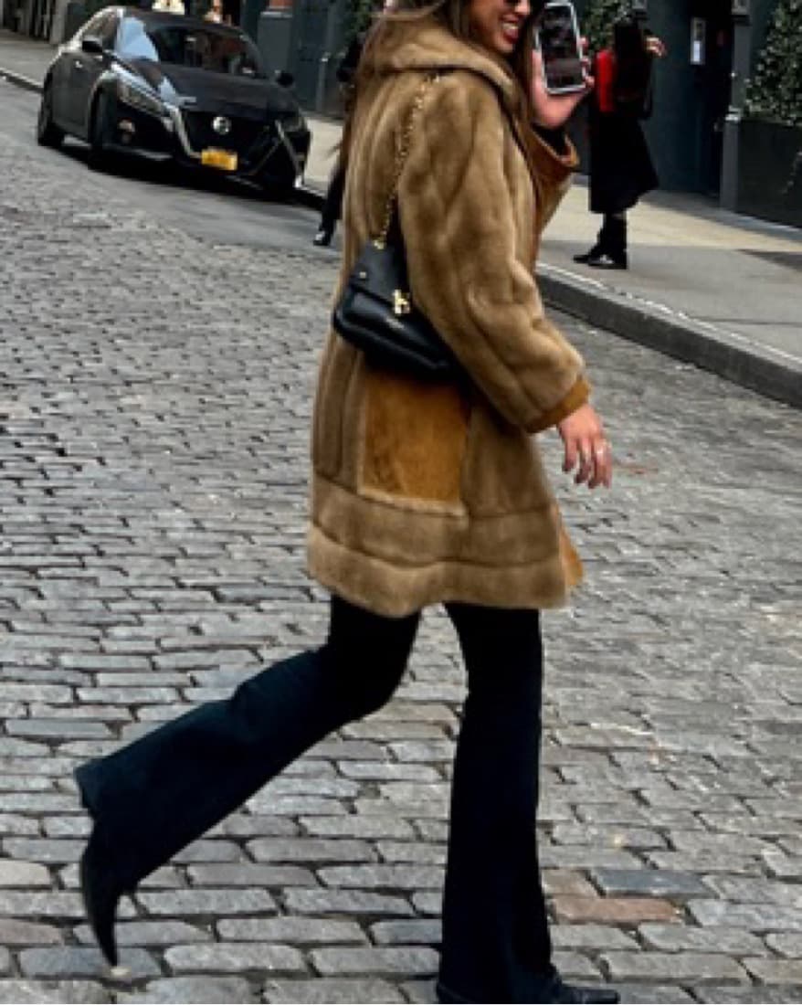 Vintage Faux Fur Coat With Suede Details - Image 1