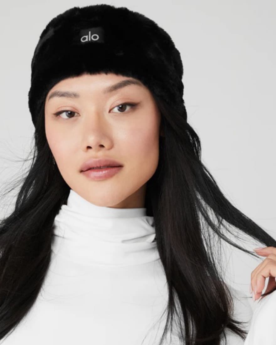 Alo Black Faux Fur Ear Warmers - Image 1