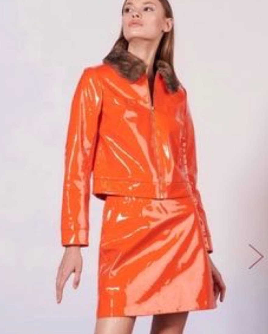Staud Vinyl Orange Jacket  - Image 1