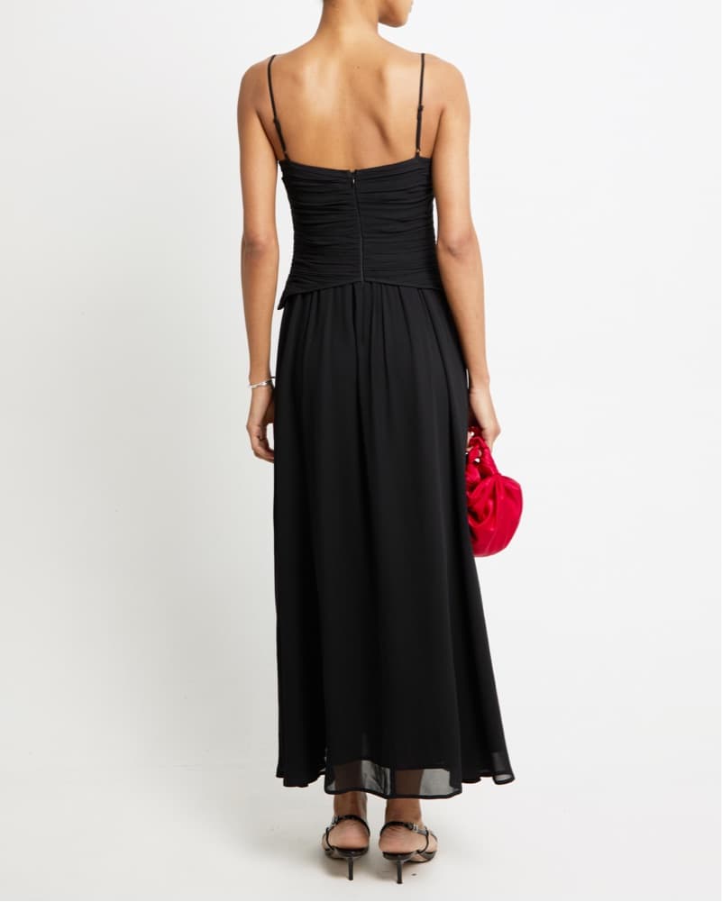 Black Dress with Floral Ruffle O.P.T - Image 3