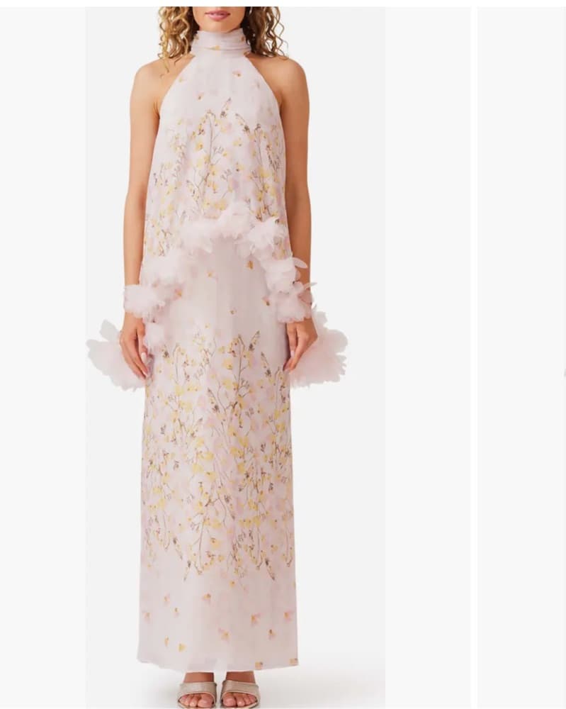 💕 Elliatt Tulsia Floral Pink Cape Maxi Dress - Image 5