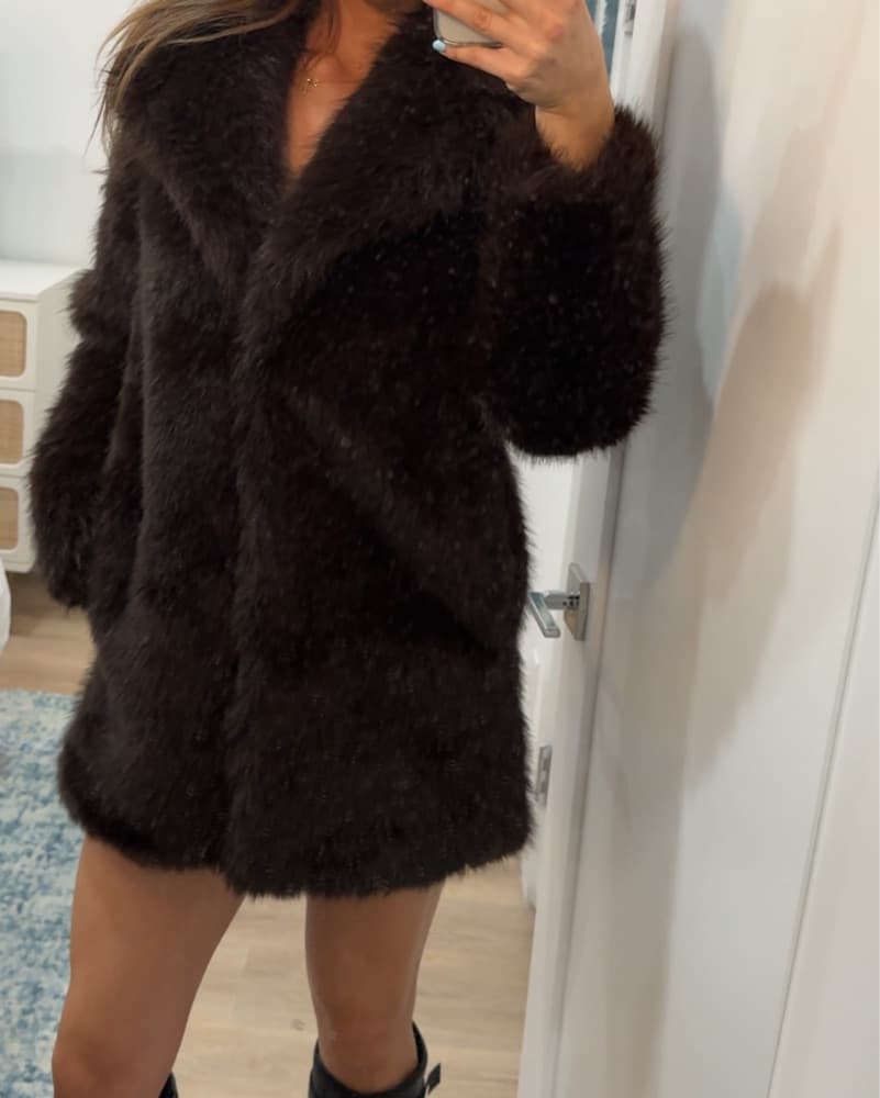 Dark Brown Aritzia Fur Coat Jacket - Image 2