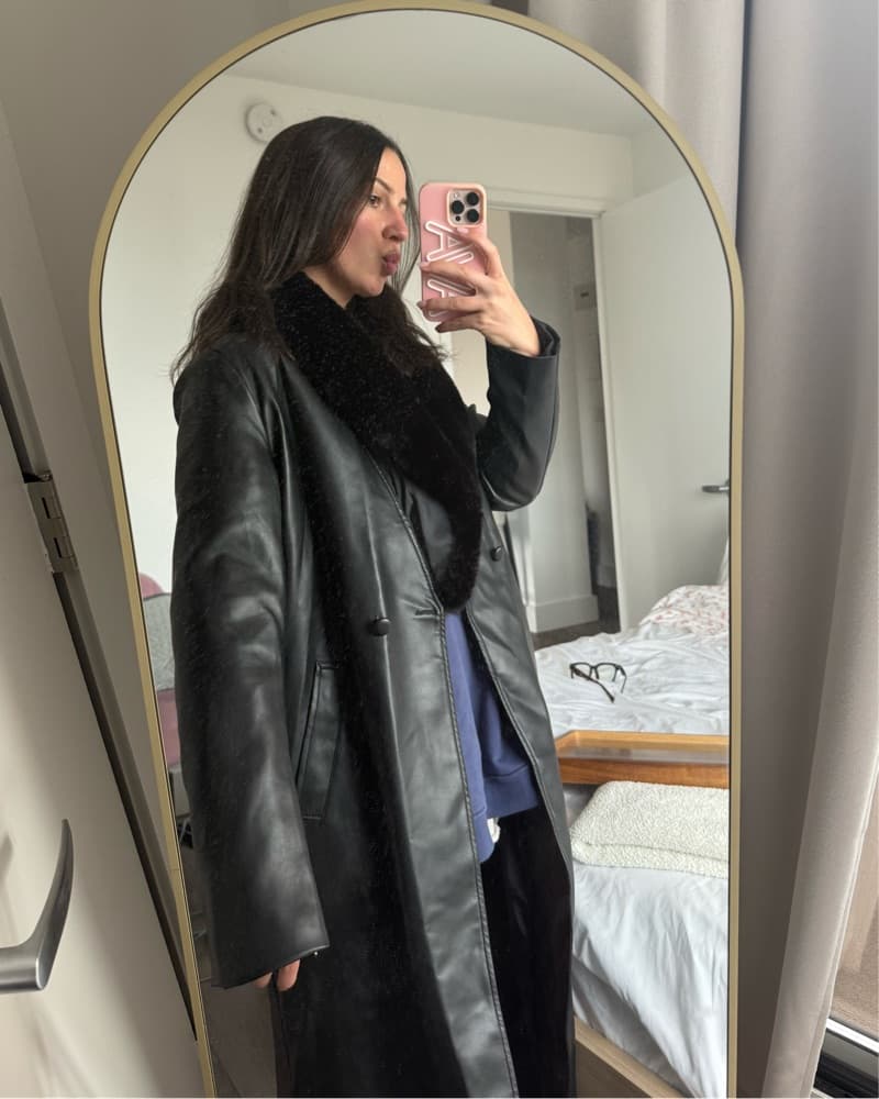 Lulus Long Leather Coat W Fur - Image 6