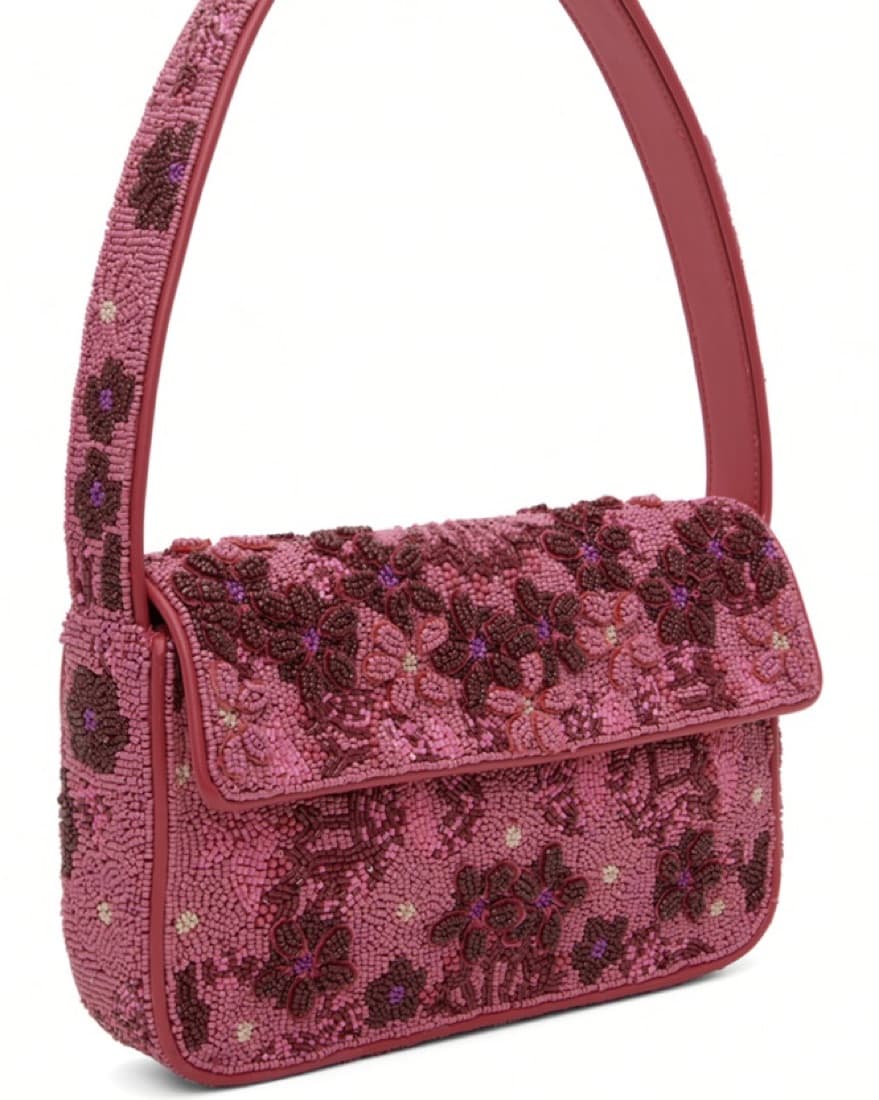 Staud Pink Tommy Beaded Bag - Image 2