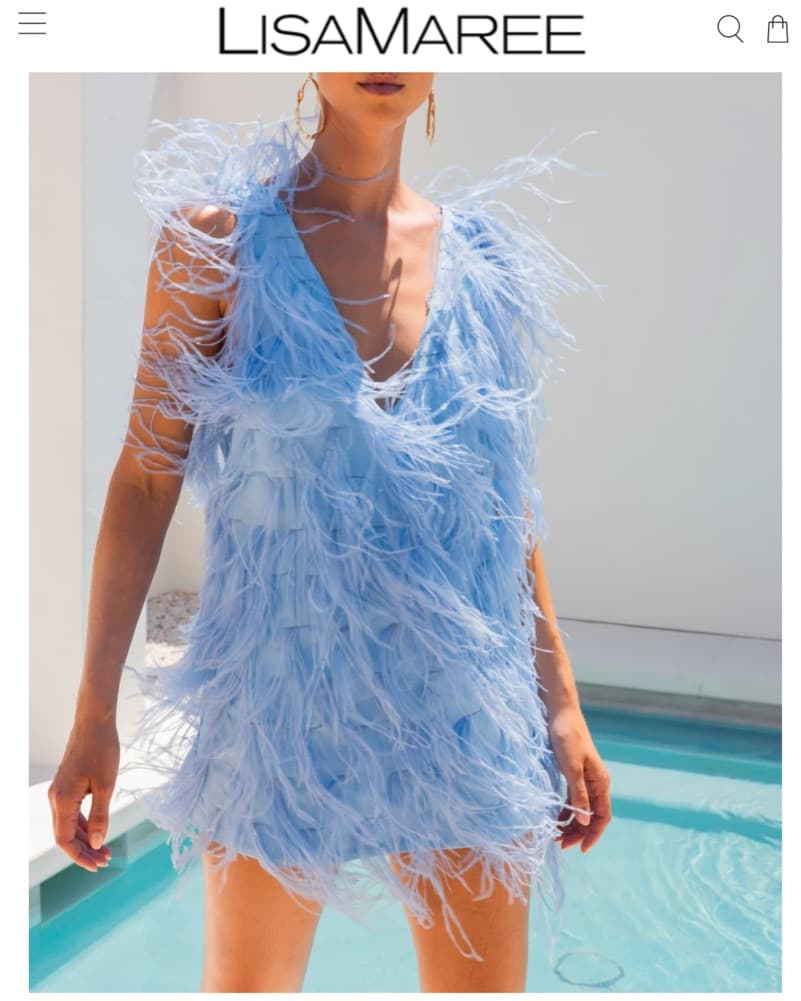 Lisa  Maree Mini Blue Feather Dress Smal - Image 2