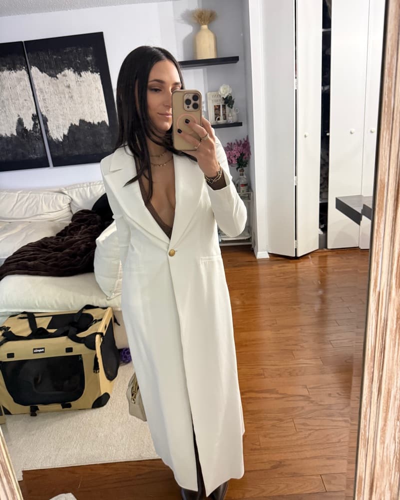 Alice & Olivia White Long Trench Coat - Image 1