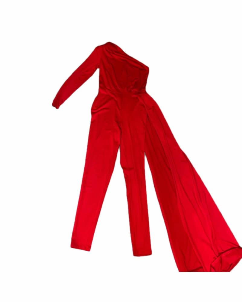 Red Jumpsuit With Train - Image 2