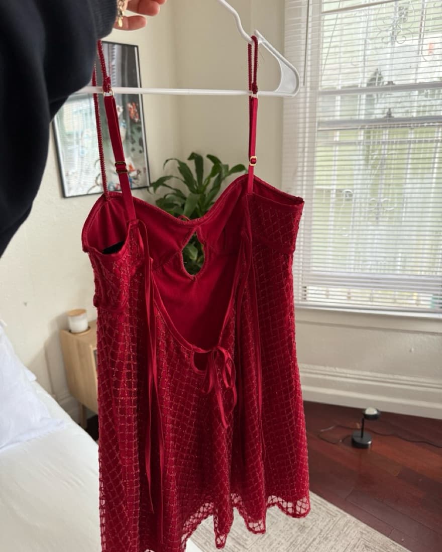Red Glitter Slip Dress - Image 3