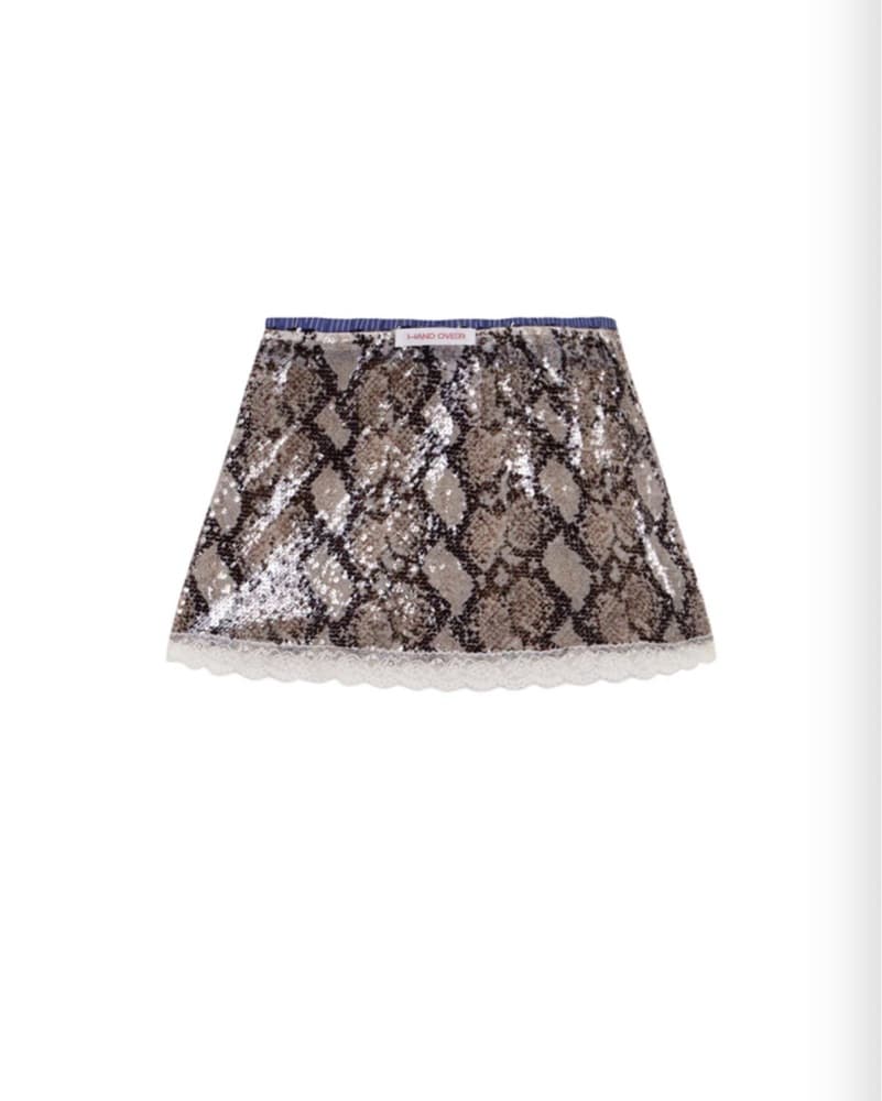 Handover Snakeskin Sequin Mini Skirt - Image 4