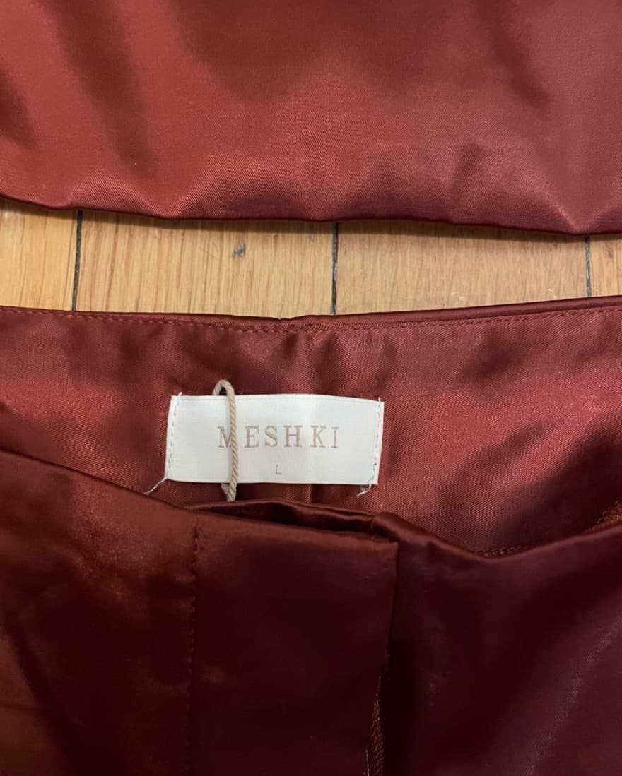 Meshki Red Satin Matching Pants Set  - Image 6
