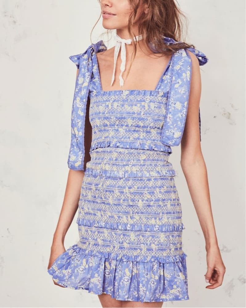 LoveShackFancy Belle Dress in Blue Jay - Image 2