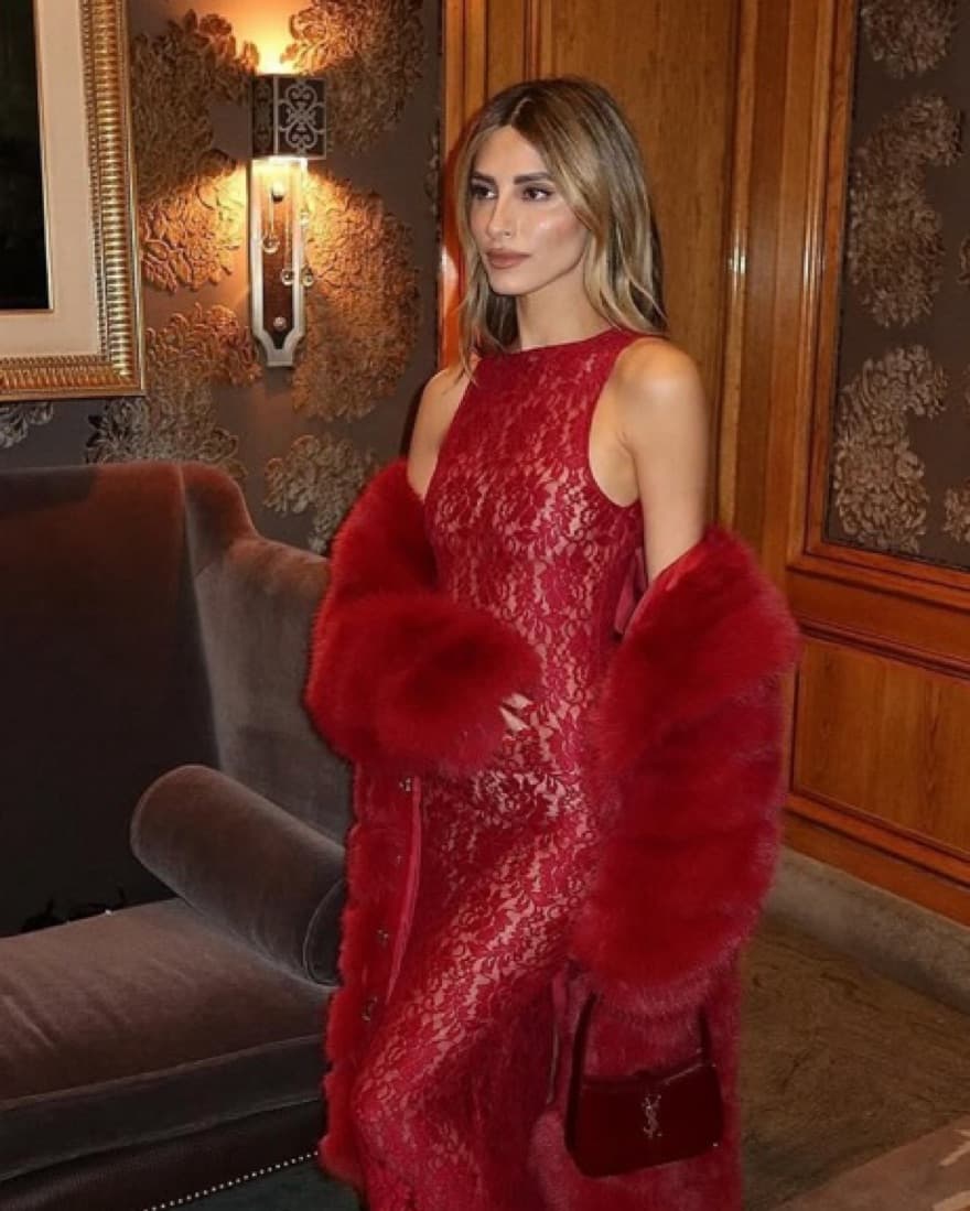 Iris Lace Dress In Red  - Image 1