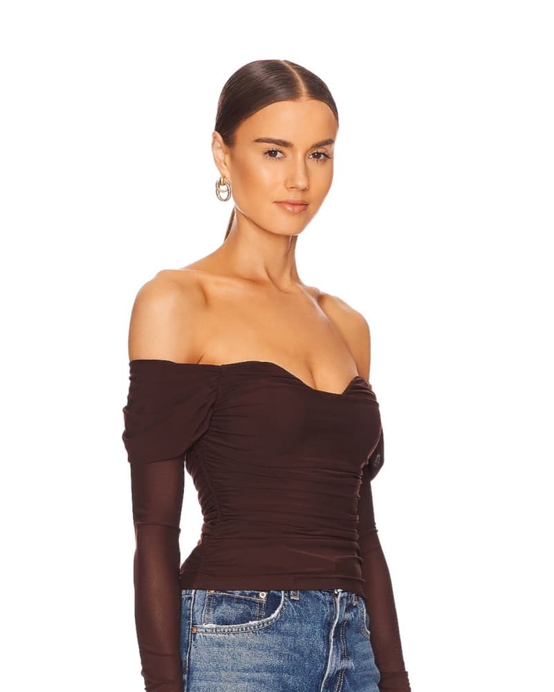 Brown Long Sleeve Sheer Shirt - Image 3