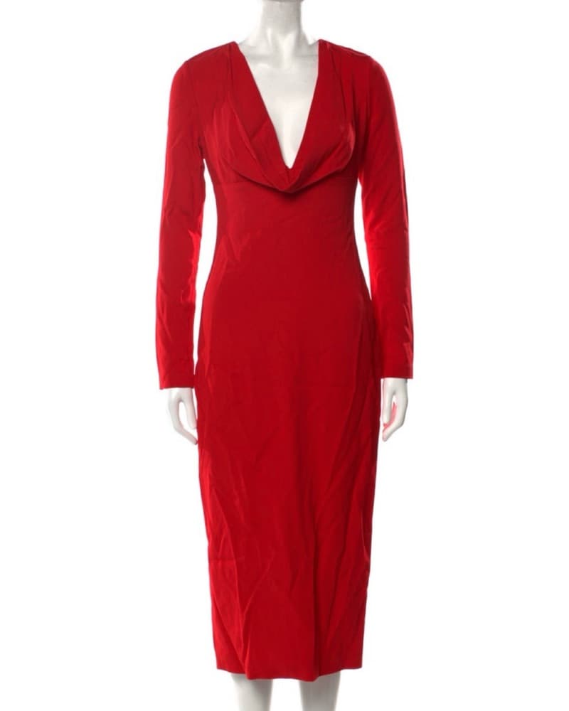 Elegant Red Midi Dress - Image 2