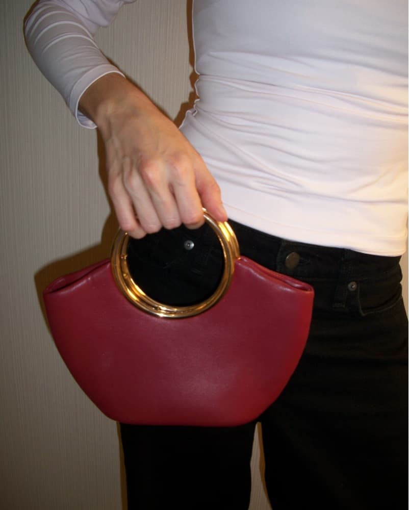 Mango Burgundy Leather Tote - Image 2