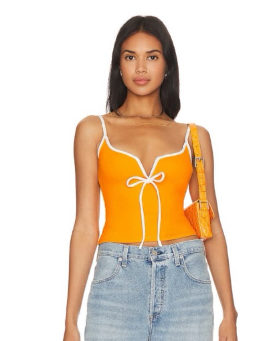 Madison top In Orange & White  - Image 1